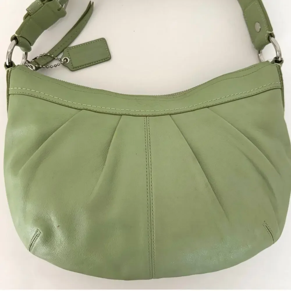 Coach Soho Pleated Leather Shoulder Bag Lime Mint Green F13730